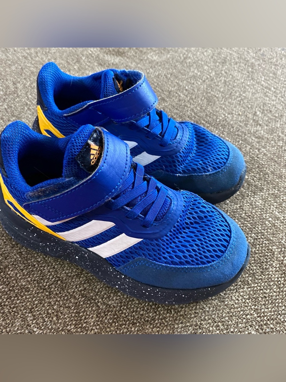 Adidas 3 stripe Blue/orange sneakers Childrens size 12K
